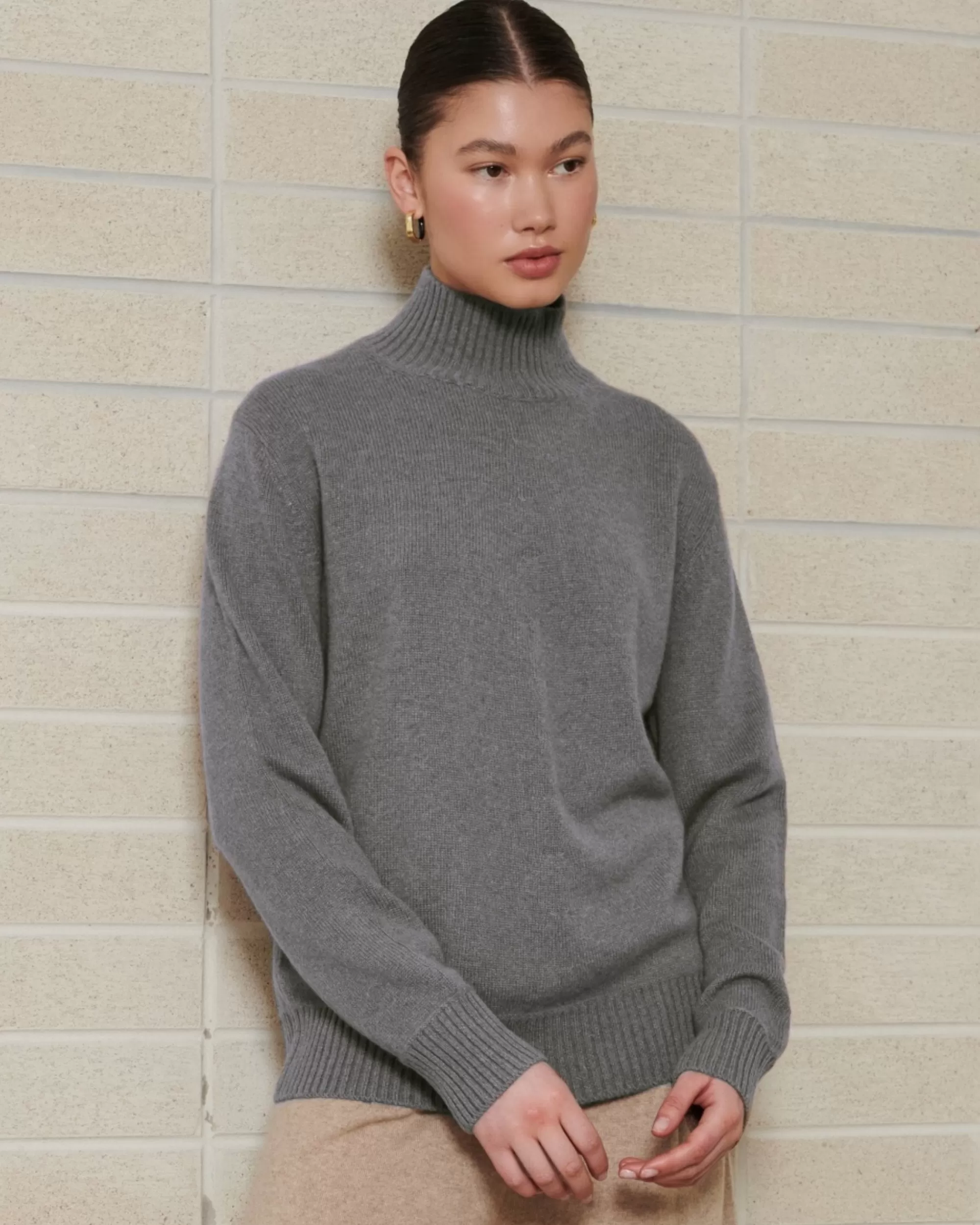 Cheap cashmerism : Mock Neck Pullover In Mid Grey