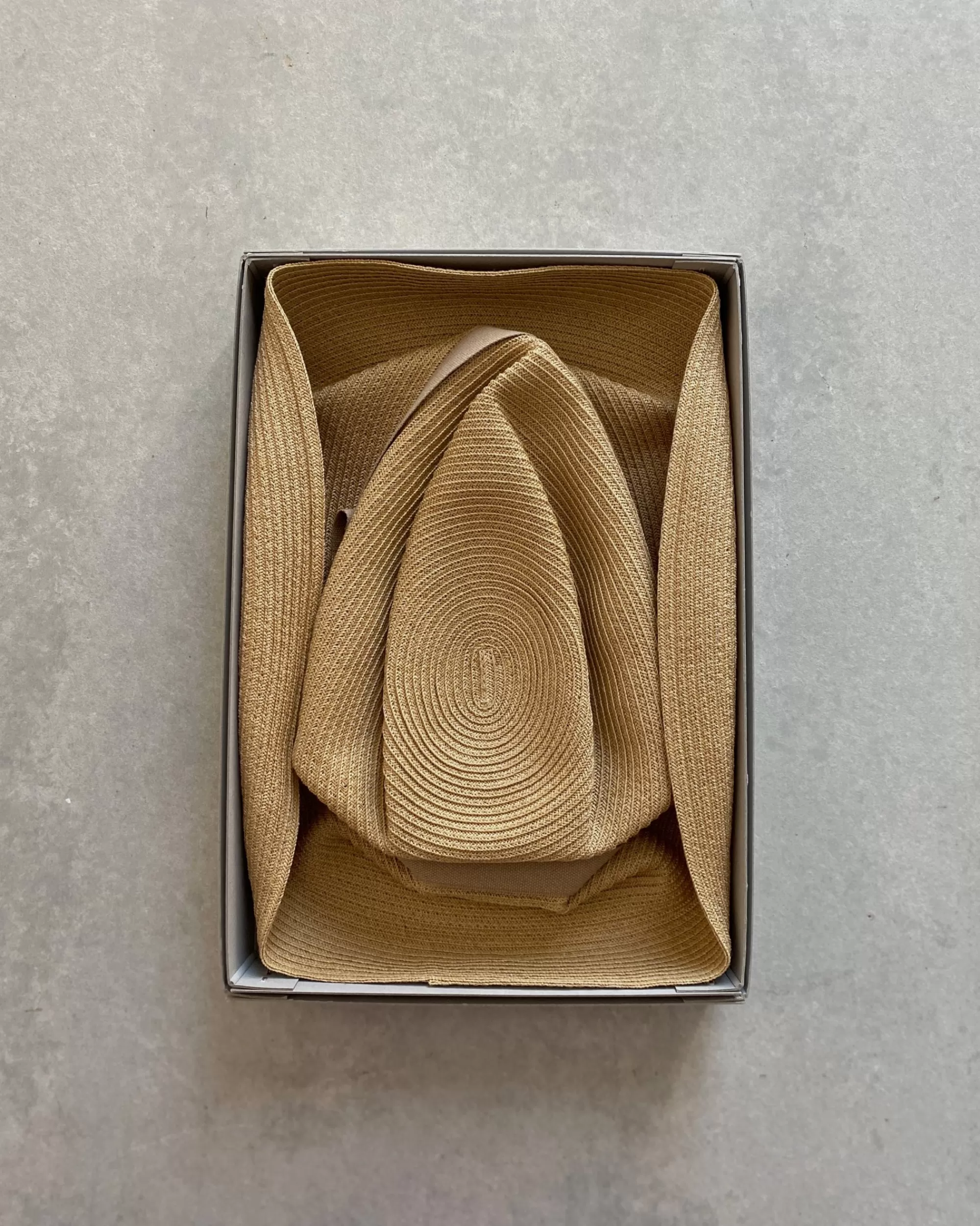 Shop mature ha : Boxed Hat In Sand With Vanilla Bean Ribbon