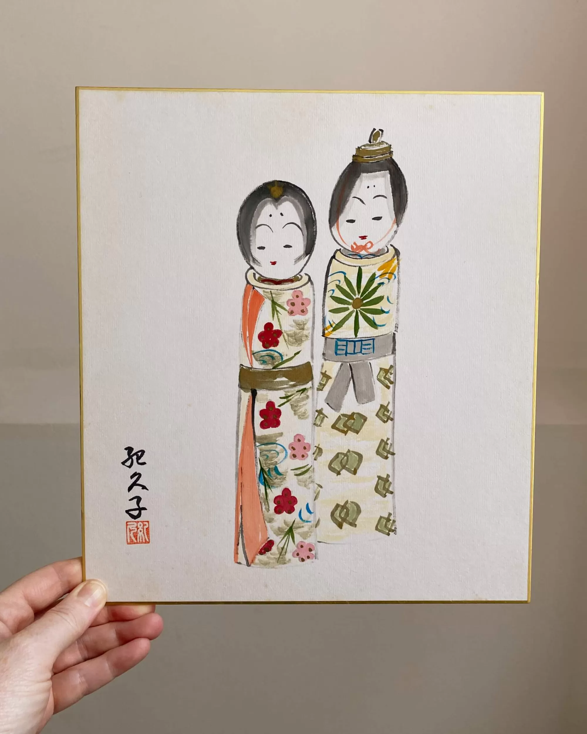 Best Sale the maker Vintage Kokeshi Shikishi Painting