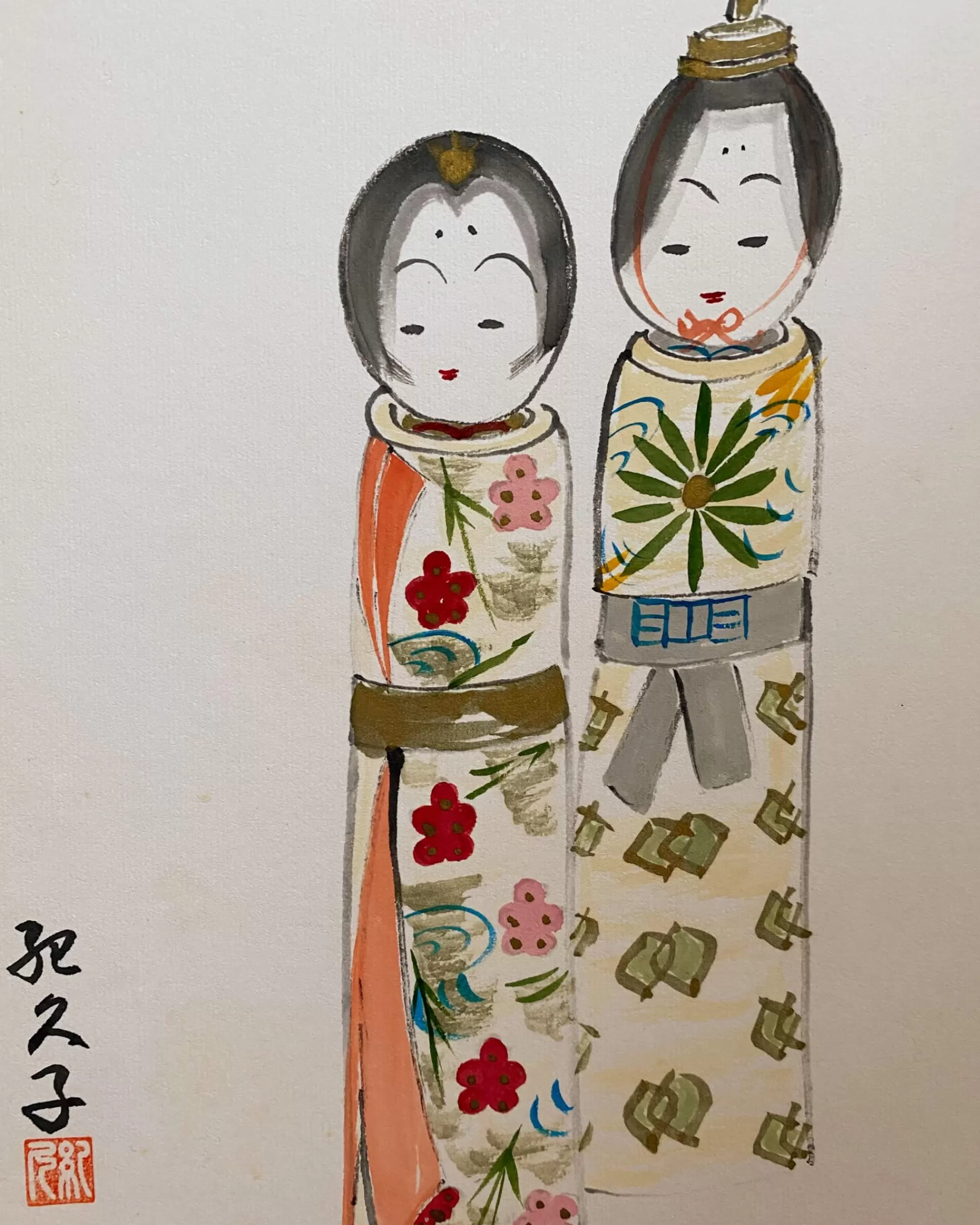 Best Sale the maker Vintage Kokeshi Shikishi Painting