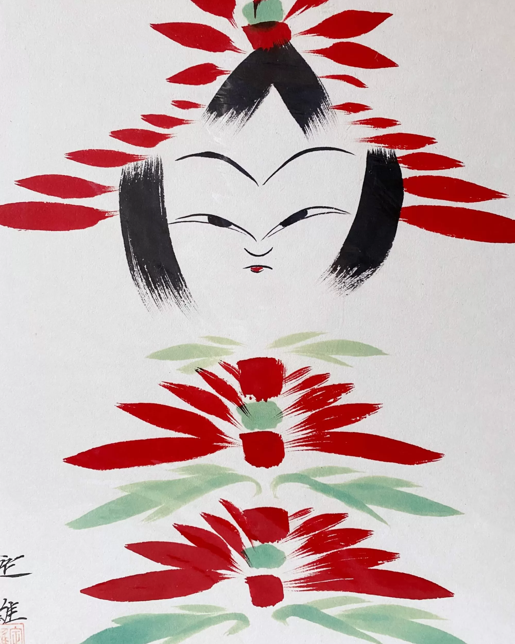 New the maker Vintage Kokeshi Shikishi Painting
