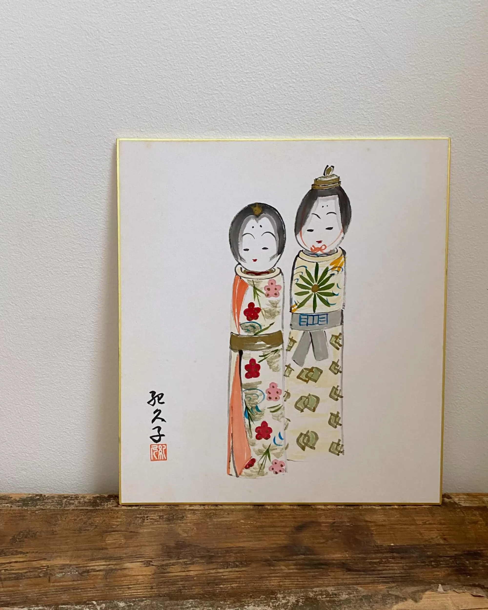 Best Sale the maker Vintage Kokeshi Shikishi Painting