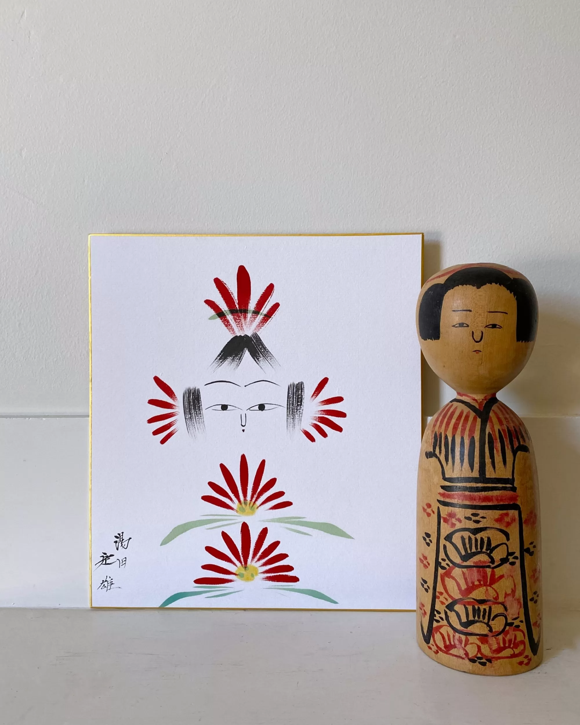 Online the maker Vintage Kokeshi Shikishi Painting