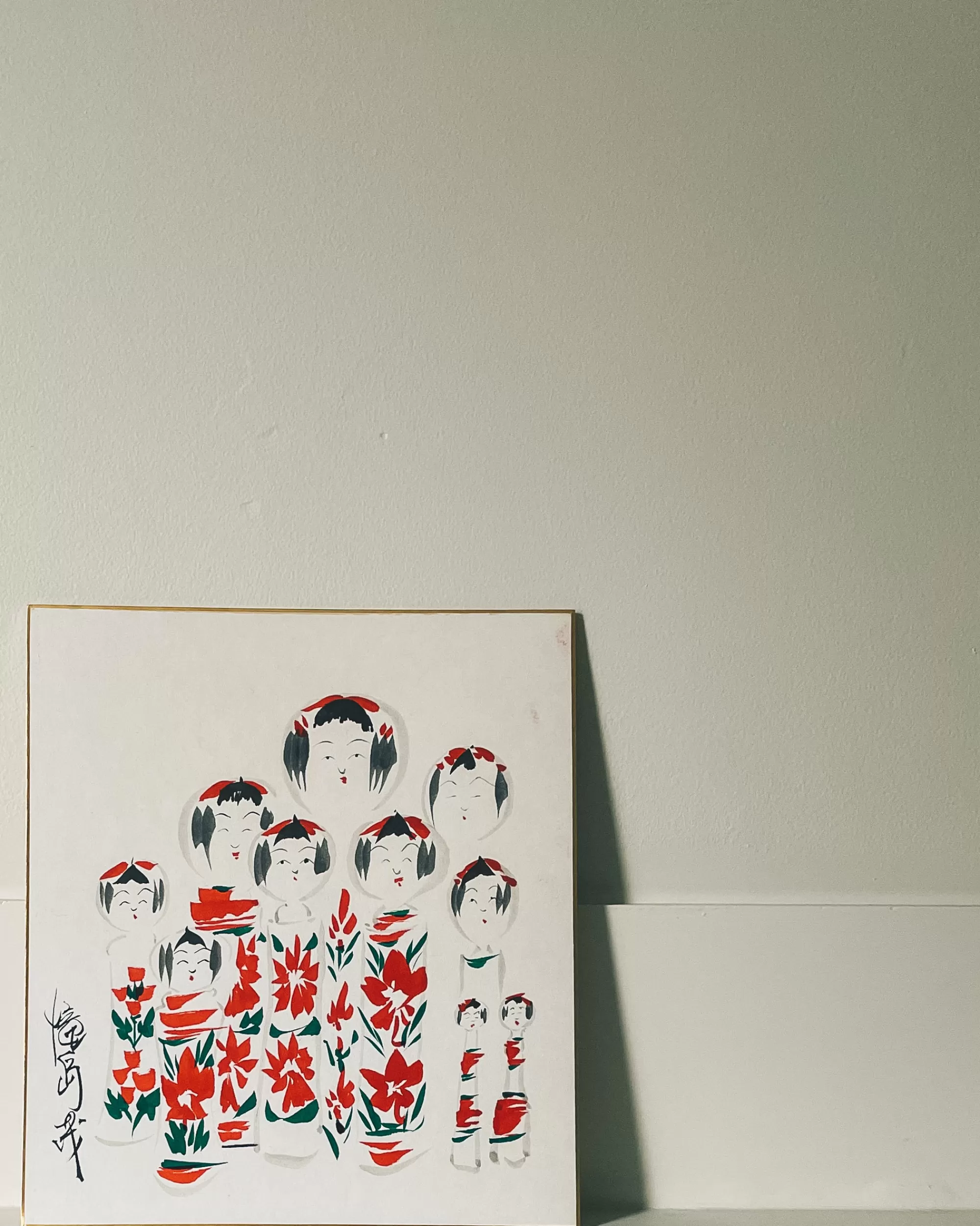New the maker Vintage Shikishi Kokeshi Painting